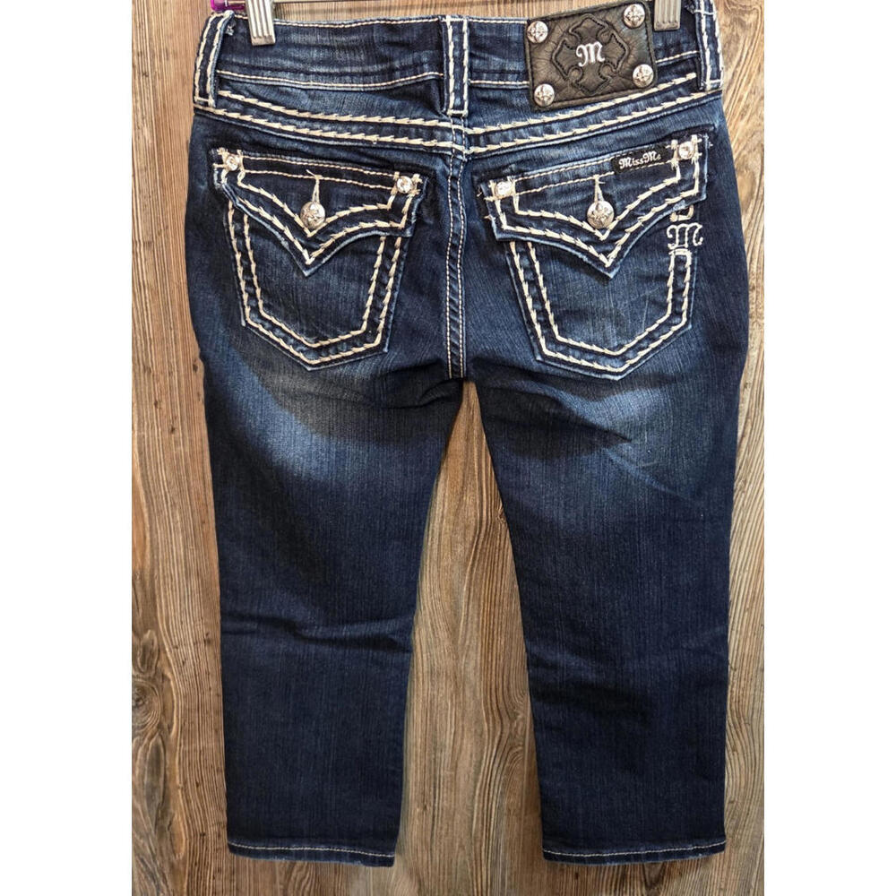 Miss Me Dark Blue Embroidered Back-Pocket Boyfriend Jeans